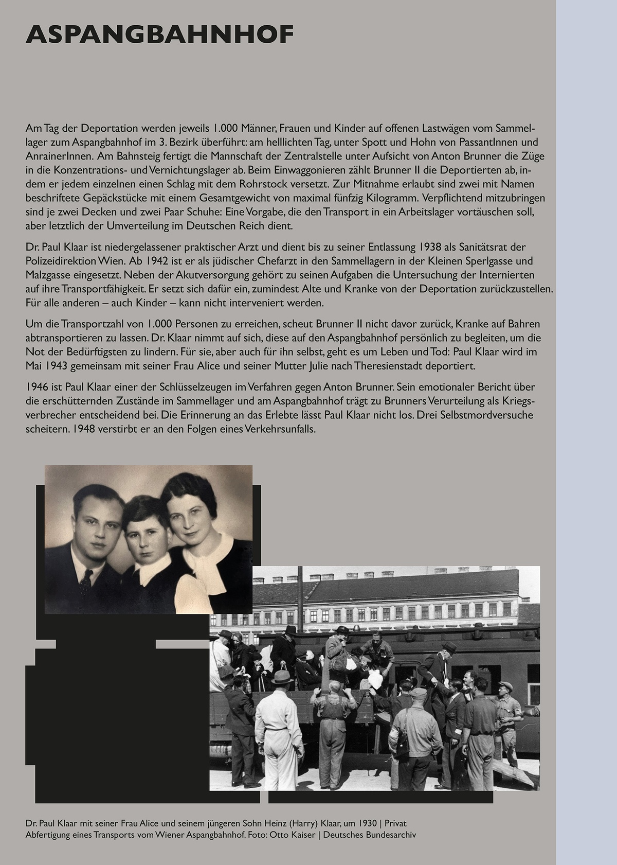 Tafel Aspangbahnhof &copy; Tafel aus der Installation &raquo;Schaltstelle des Terrors&laquo; von Sophie Lillie und Arye Wachsmuth