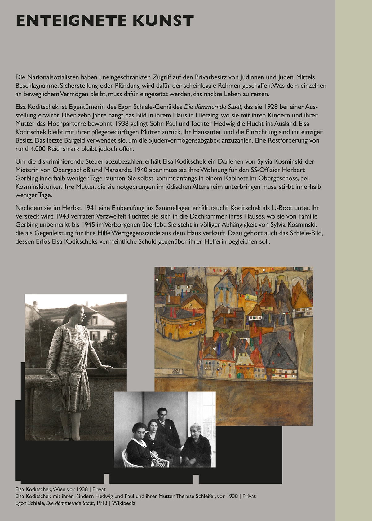 Tafel: Enteignete Kunst &copy; Tafel aus der Installation &raquo;Schaltstelle des Terrors&laquo; von Sophie Lillie und Arye Wachsmuth