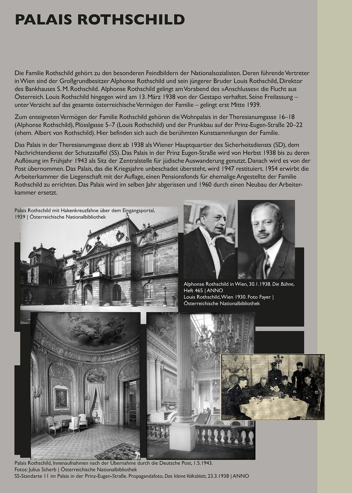 Tafel: Palais Rothschild &copy; Tafel aus der Installation &raquo;Schaltstelle des Terrors&laquo; von Sophie Lillie und Arye Wachsmuth