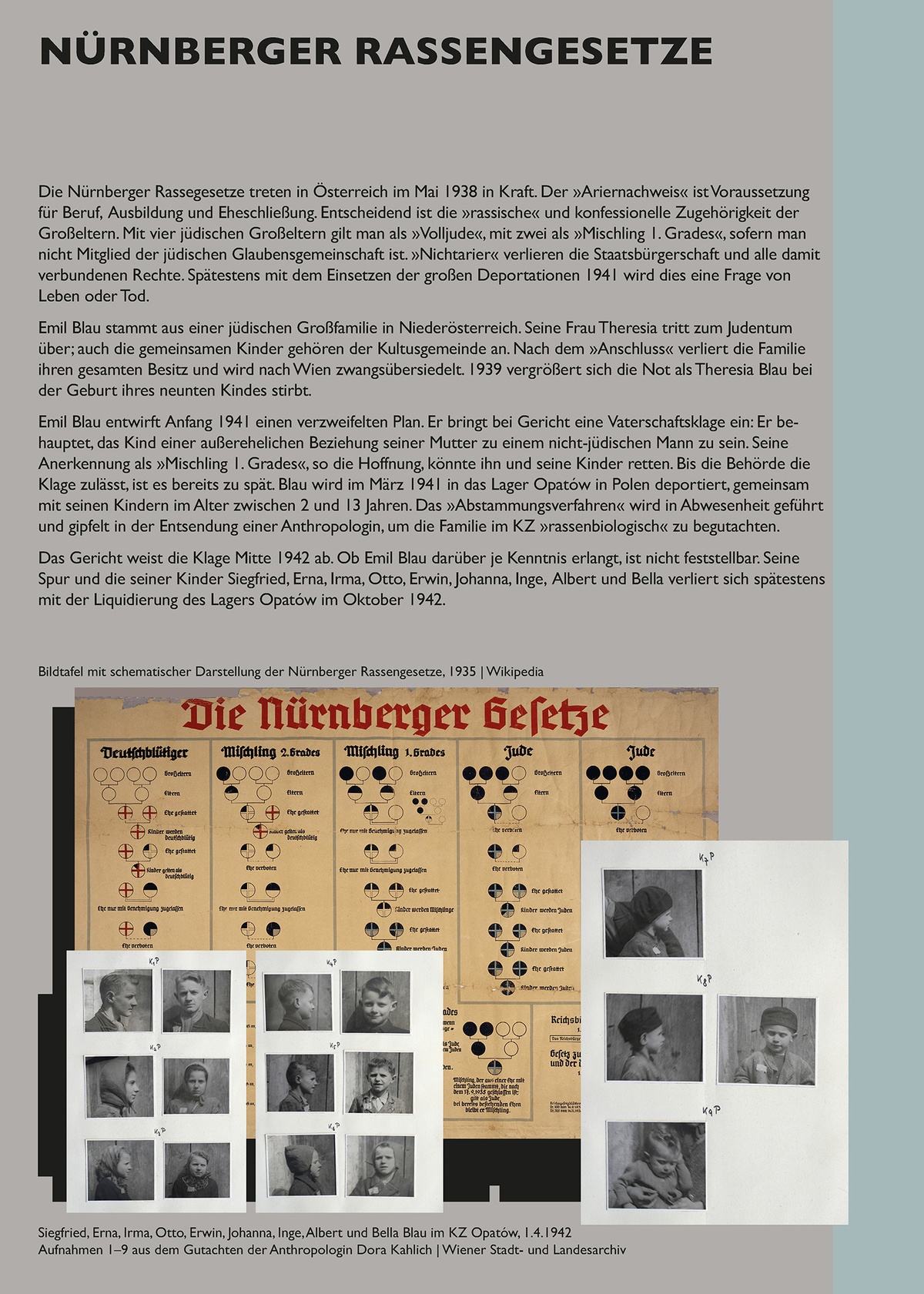 Tafel: Rassengesetze &copy; Tafel aus der Installation &raquo;Schaltstelle des Terrors&laquo; von Sophie Lillie und Arye Wachsmuth