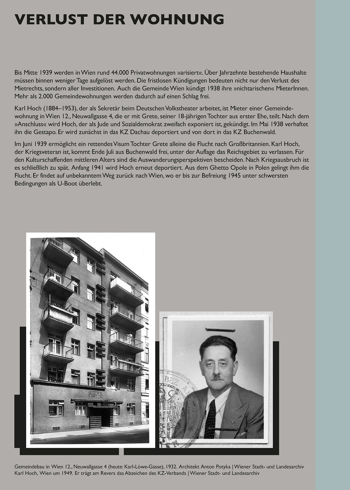 Tafel: Verlust Wohnung &copy; Tafel aus der Installation &raquo;Schaltstelle des Terrors&laquo; von Sophie Lillie und Arye Wachsmuth