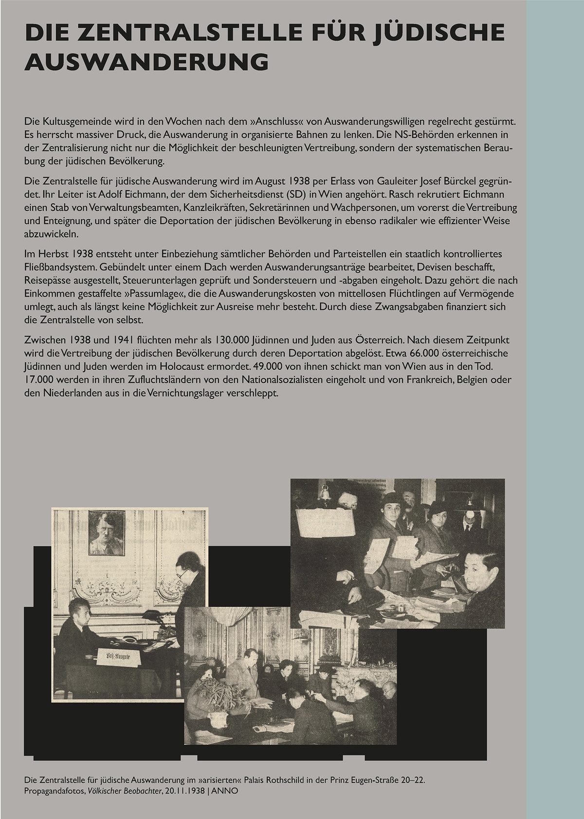 Tafel: Zentralstelle &copy; Tafel aus der Installation &raquo;Schaltstelle des Terrors&laquo; von Sophie Lillie und Arye Wachsmuth